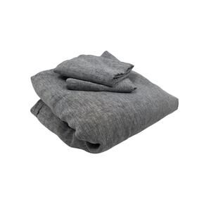 West Elm Belgian Flax Linen Melange Duvet Cover Set Shams King Slate Gray 3 Pc